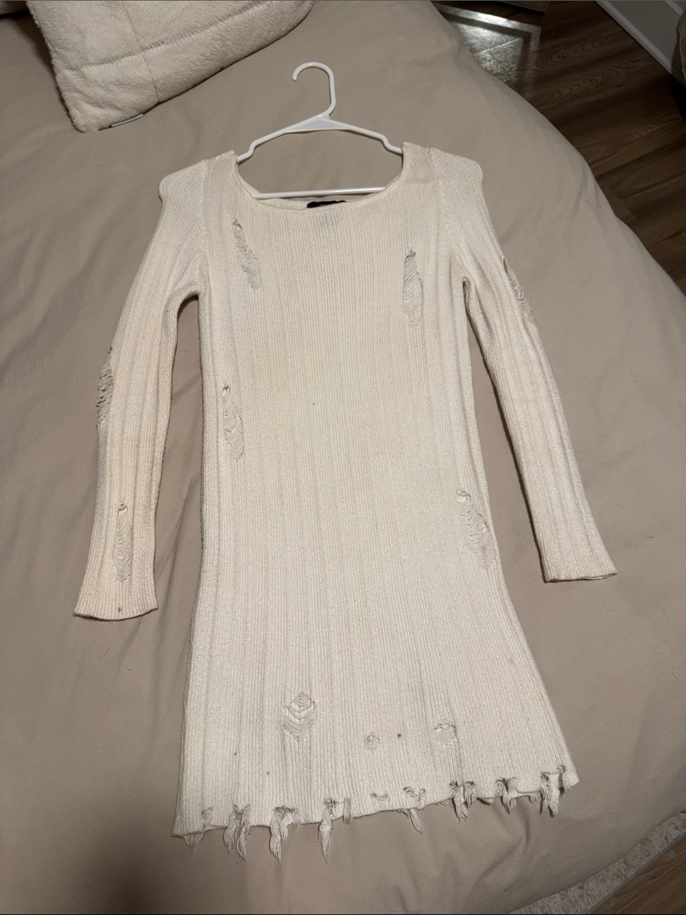 Forever 21 Distressed Ribbed Long Sleeve Dress